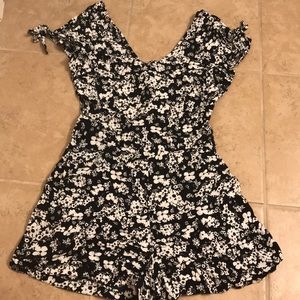 Black and White Floral Romper